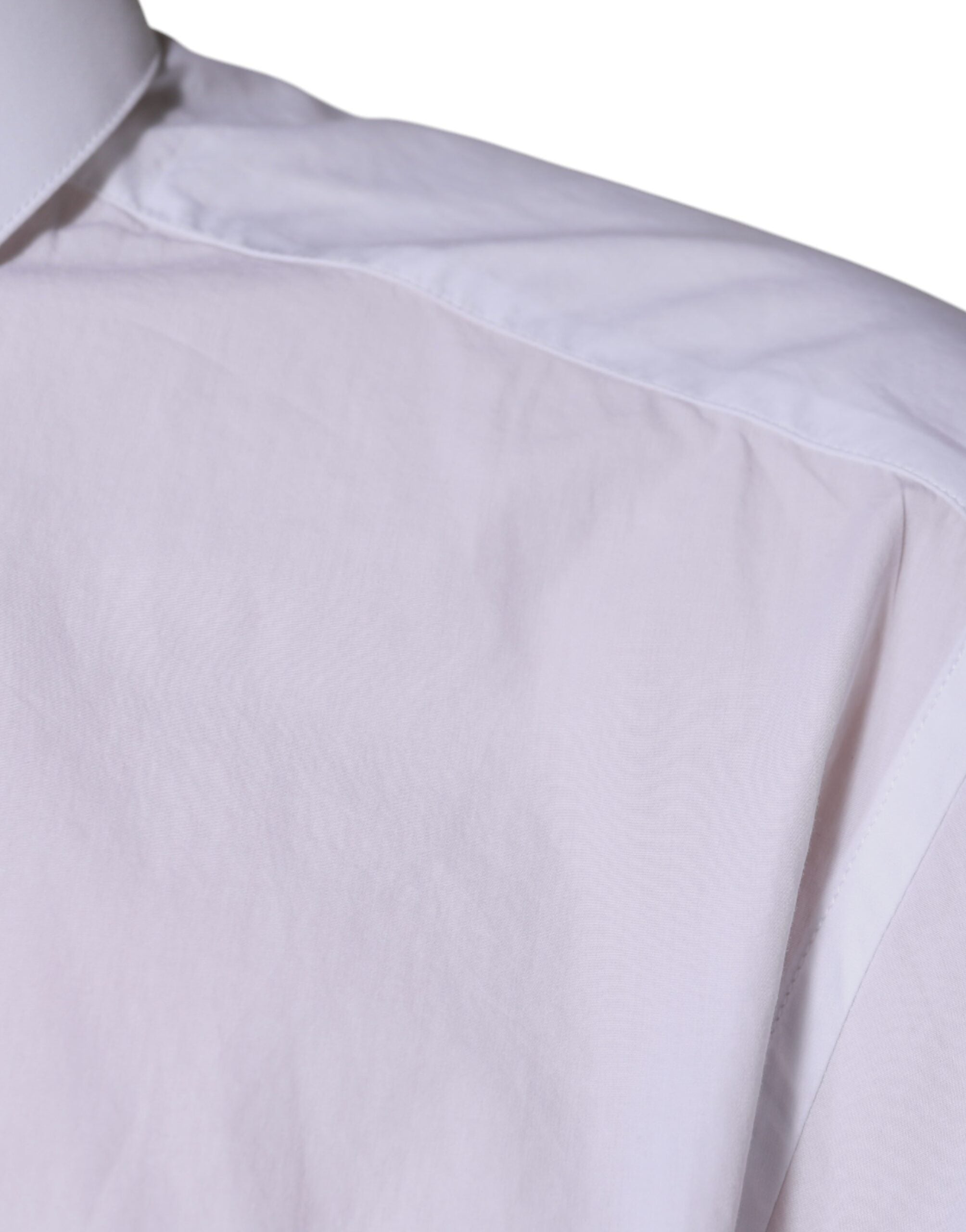 Dolce & Gabbana White Logo Cotton Shirt Slim Fit GOLD